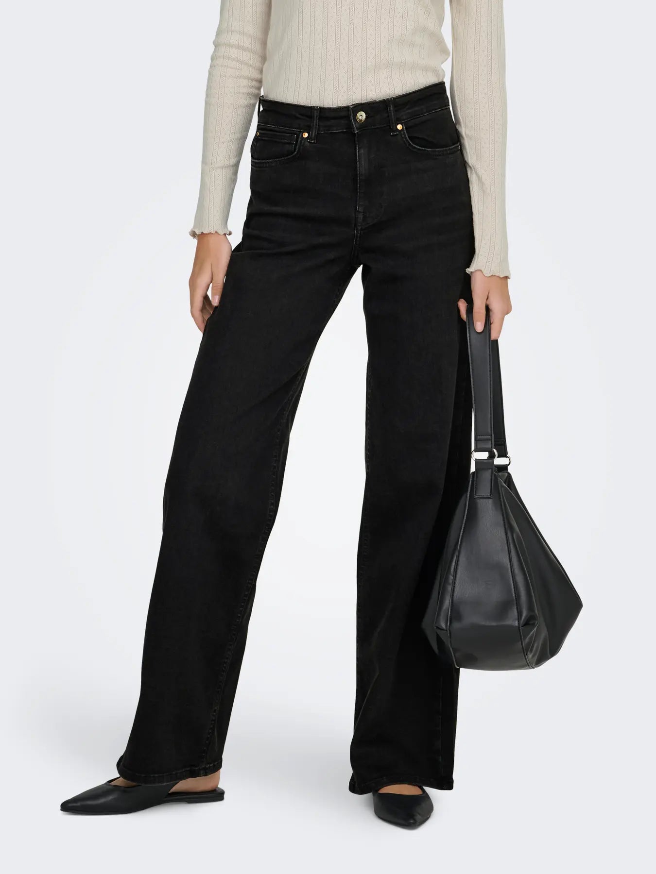 Madison Blush Wide Jeans - Washed Black