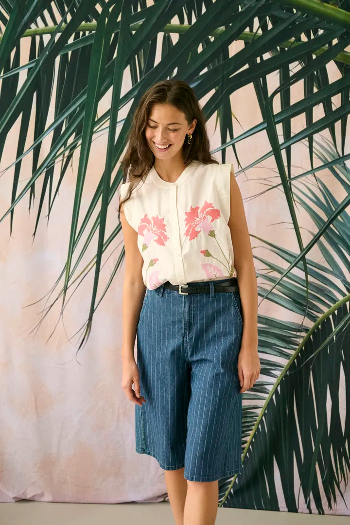 Mai Renny City Shorts - Dark Blue Wash/Stripe