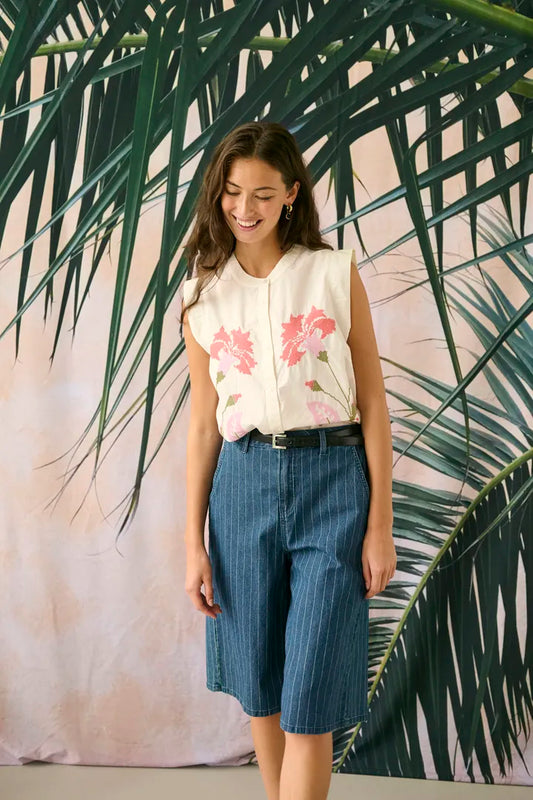 Mai Renny City Shorts - Dark Blue Wash/Stripe