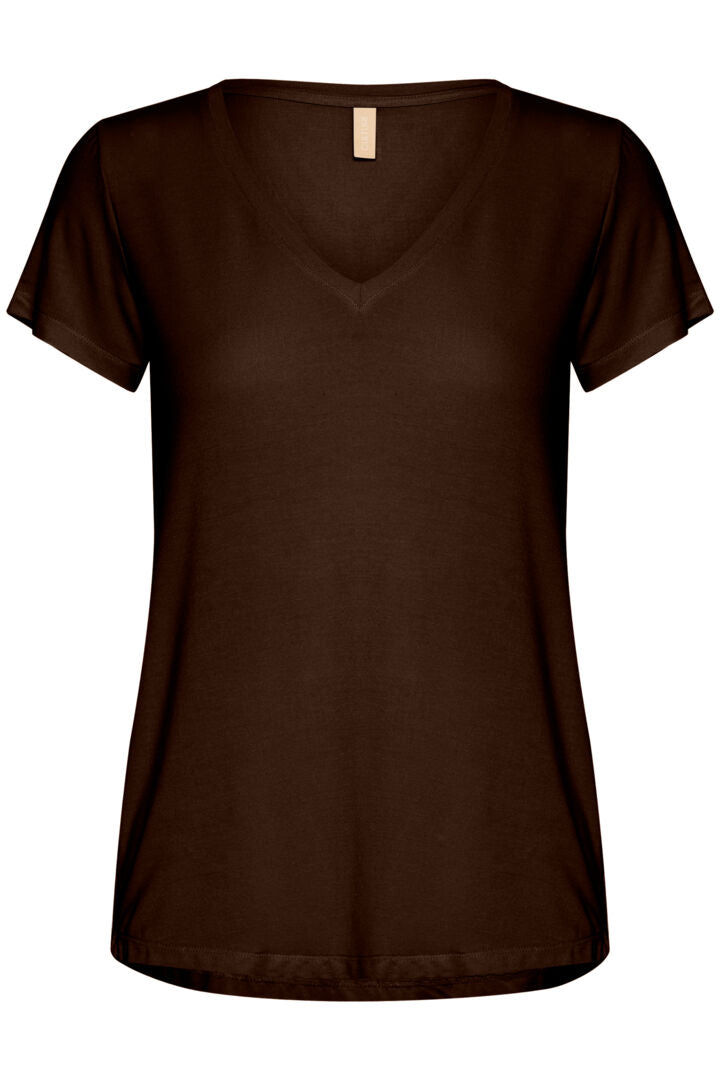 Poppy V-Háls Blusa - Demitasse Brown