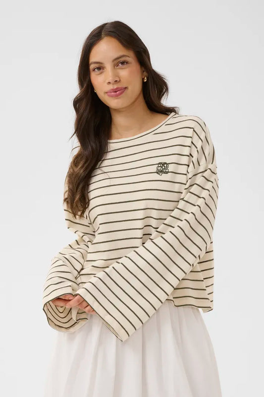 Rue Blusa - Olive Ice Stripe