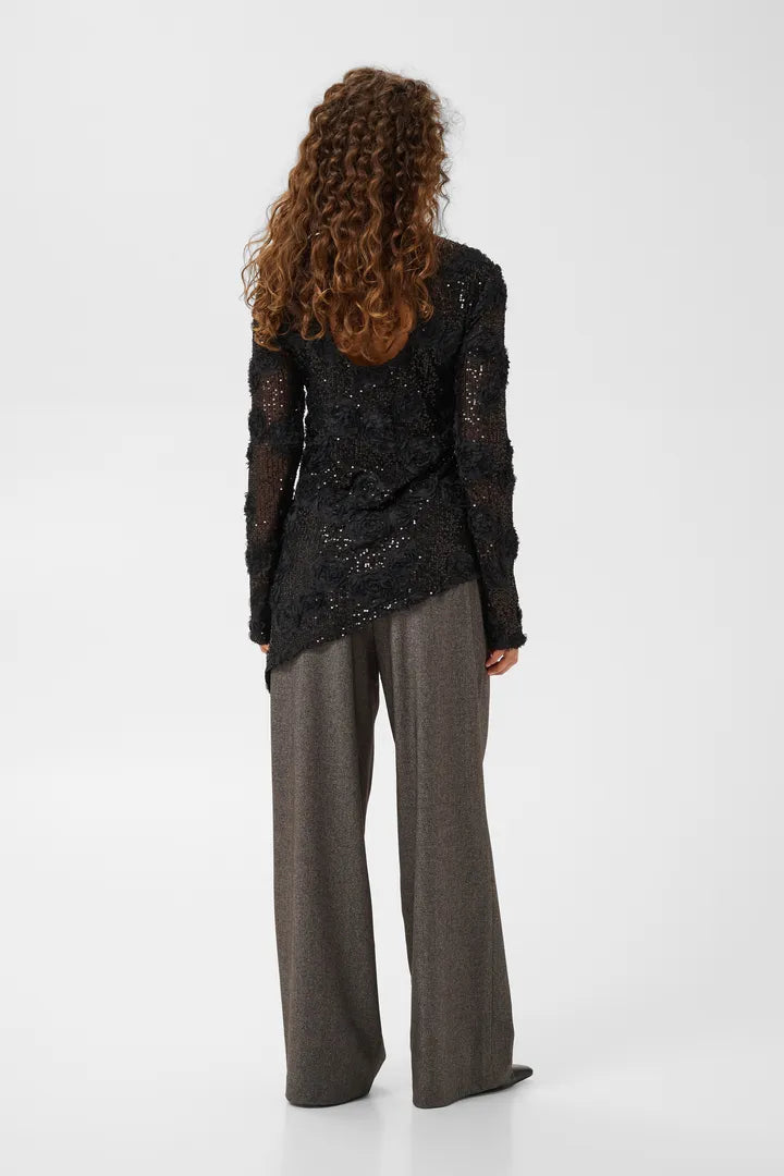 Susan Pailett Blusa - Black Sequins